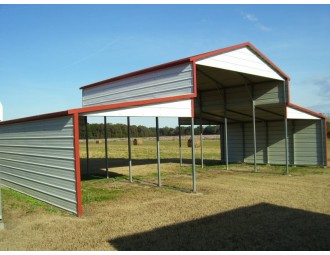 Metal Barn Structure | Boxed Eave Roof | 44W x 21L x 12H | Barn Shelter