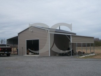 Enclosed Metal Barn | Boxed Eave Roof | 48W x 26L x 12H | Barn Building