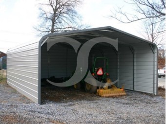 Carport | Regular Roof | 18W x 21L x 6H` | Both Sides Closed | Back End Closed