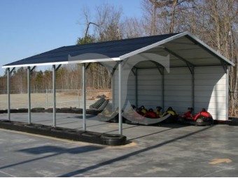 Carport | Boxed Eave Roof | 20W x 21L x 7H | 1 Side Closed