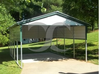 Carport | Vertical Roof | 12W x 21L x 7H` | 2 Gables | 2 Panels