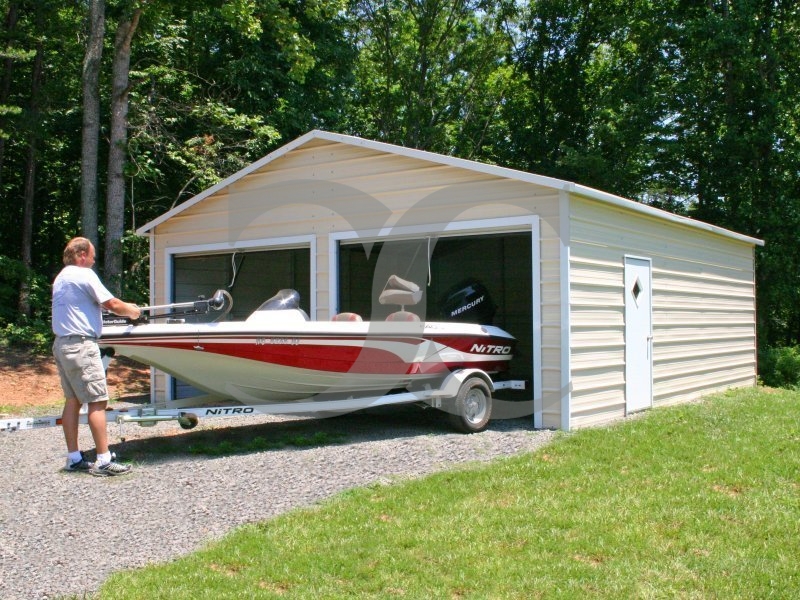 Garage | Boxed EaveRoof | 20W x26 L x 8H |  2-Car Metal Garage