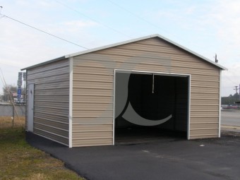 Garage | Boxed Eave Roof | 20W x 21L x 9H |  Metal Garage for 1 Car