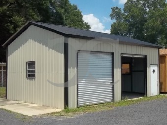 All Steel Garage | Vertical Roof | 20W x 26L x 10H |  Side Entry