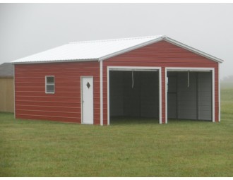 Metal Garage | Vertical Roof | 20W x 26L x 9H | 2-Bay Garage