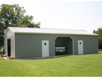 Enclosed Steel Building | Vertical Roof | 24W x 51L x 9H | Metal Garage