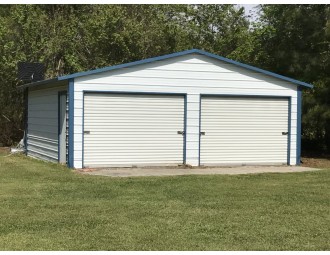 Metal Garage | Boxed Eave Roof | 20W x 21L x 8H | 2 Bays