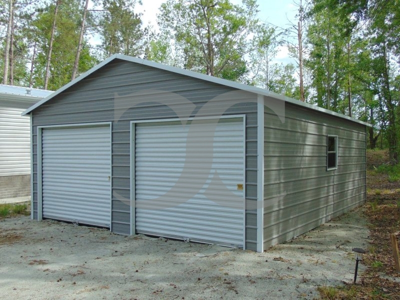 2-Car Garage | Boxed Eave Roof | 20W x 26L x 9H | Metal Garage