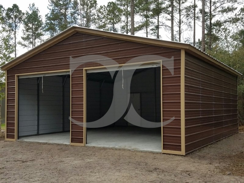 2-Car Garage | Vertical Roof | 24W x 26L x 9H | Metal Garage